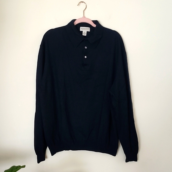 Pronto-uomo made in Italy merino wool polo sweater, navy blue, in 3xl - Picture 1 of 8
